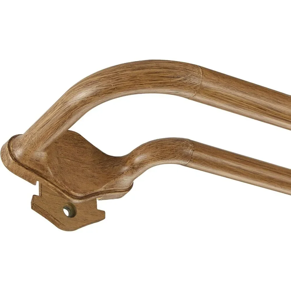 Brown Wood Grain Double Curtain Rods For Windows 72-144